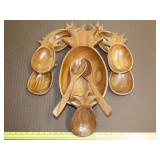 Wood Pineapple Salad Bowl Set