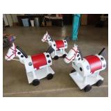 3 Painted Wood Rolling Horses