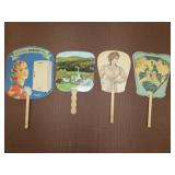 4 Antique Advertising Hand Fans