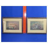 2 Old Flower Lithographs - 14x12