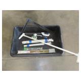 Plastic Tub w/ Square, Drawer Glides & Misc