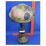 Reverse Painted Raised Roses Lamp - 22"