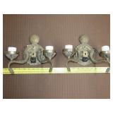 Pair of Brass Neoclassic Dolphin Wall Sconces