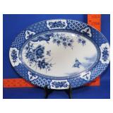 Imari Blossom Blue & White Butterfly Platter - 14"