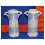 Pair of Marmorzellan Vases - 1 Has Been Repaired