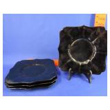 4 Black Ameythist Plates - 8"