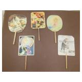 5 Antique Advertising Hand Fans