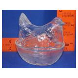 Glass Hen on Nest - 5 3/4"