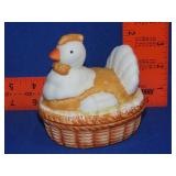 Enesco Porcelain Hen On Nest - 4.25"