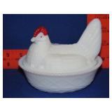 Westmoreland Milk Glass Hen On Nest - 5.5"