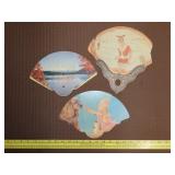 3 Antique Advertising Hand Fans