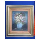 Framed Oil on Board Flower Vase - 14"x16"