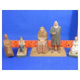 4 Hand Carved Wooden Figurines - Switzerland