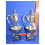 Pair of Silverplate & Glass Carafes
