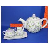 4pc Sadek Violet Meadows Tea Set