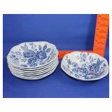 8 Johnson Bros Elizabeth Blue Bowls- 7"