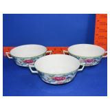 3 Royal Dalton Flora Dora Green Cream Soup Cups