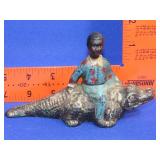 Cast Iron Black Americana Boy on Alligator