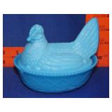 Westmoreland Blue Slag Hen on Nest - 5 1/2"