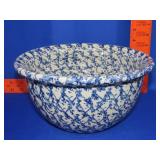 Spongeware Pottery Bowl - 10"