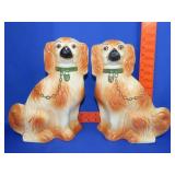 Pair of Staffordshire Style Spaniel Dogs