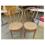 Pair of Cane Bottom Bent Wood Chairs
