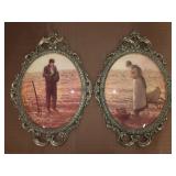 Pair of Metal Convex Framed "Angelus" Prints