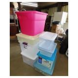 Lot of Plastic Totes w/ Lids