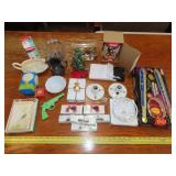 Table Lot w/ Christmas, Household & Misc