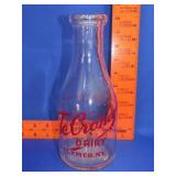 TeCroney Dairy Quart Milk Bottle - Clymer NY