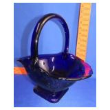 Tiara Cobalt Blue Daisy Handled Basket