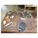 Table Lot w/ Vanity Set, Metalware, Etc