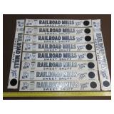 10 Railroad MIlls Snuff Tin Signs