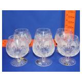 6 Bohemia Crystal Brandy Snifters