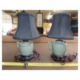 Pair of Tea Pot Table Lamps - 14"