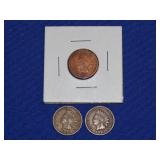3 Indian Head Pennies