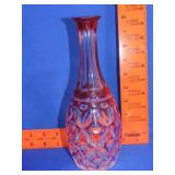 Bohemian Cranberry Cut to Clear Crystal Decanter