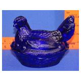 Cobalt Blue Hen On Nest - 6"