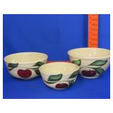 3pc Watt Pottery Apple Bowl Set - #6,7,8