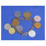 Foreign Coin Charm Bracelet