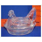 Fenton Clear Glass Hen on Nest - 5 1/2"