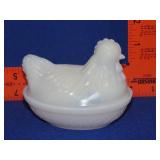 Hazel Atlas Milk Glass Hen on Nest - 4 1/2"