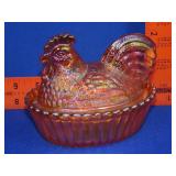 Westmoreland Carnival Glass Hen on Nest - 5 1/2"