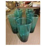 7 Anchor Hocking Turquoise Tumblers
