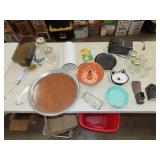 Table Lot w/ Glassware, Household & Misc