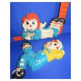 1970's Raggedy Ann & Andy Plastic Wall Art