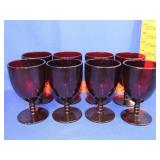 8 Anchor Hocking Monarch Royal Ruby Water Goblets