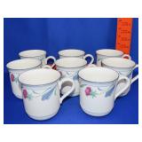 8 Lenox Chinastone "Poppies on Blue" Mugs