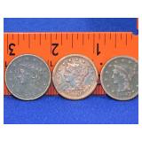 3 Large Cents - 1838,1853, 1847