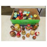 Box of Toys and Nesting Dolls